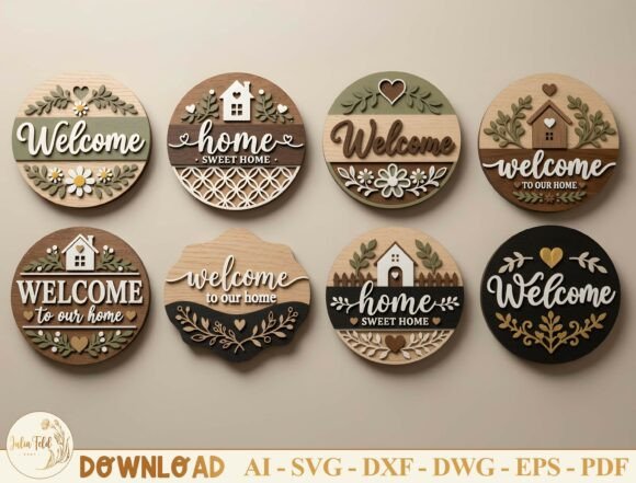 Download Welcome Sign Laser Cut File SVG Bundle - Laser cut file Collection