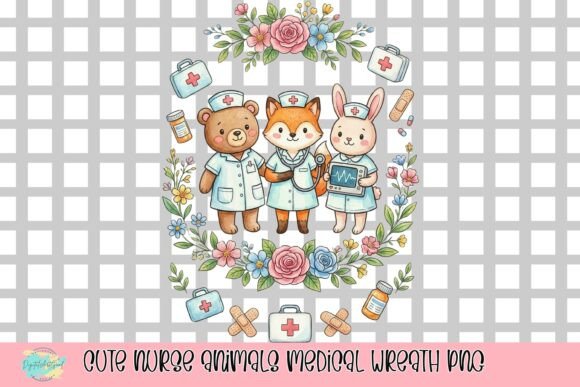 Download Cute Nurse Animals Medical Wreath PNG - Png Collection